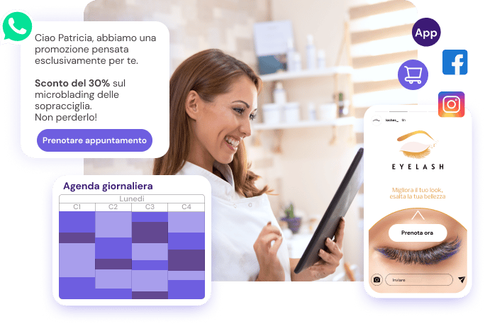 Il software per i saloni di sopracciglia e ciglia